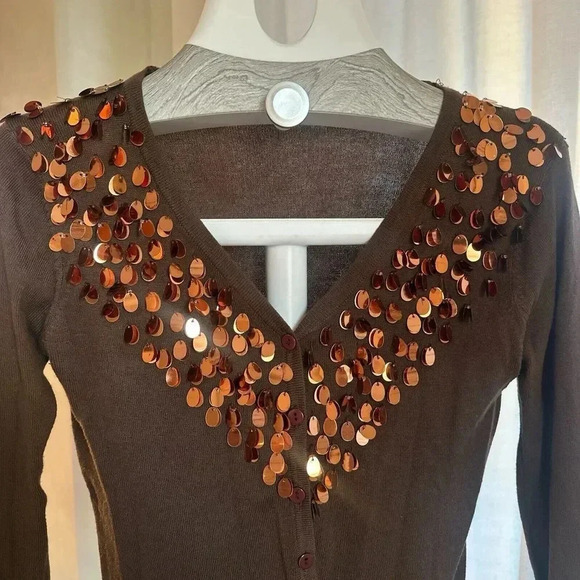 Kenzo Jeans Brown Cardigan- Fits Like A Small 100% Cotton - Picture 2 of 7